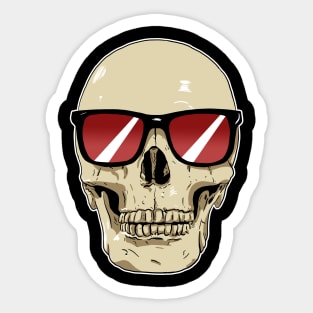 Skull Wearing Sunglasses Red Lenses Sticker